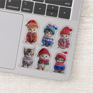 Gezellige Winter Kittens Schattigee Truien op Katt Sticker