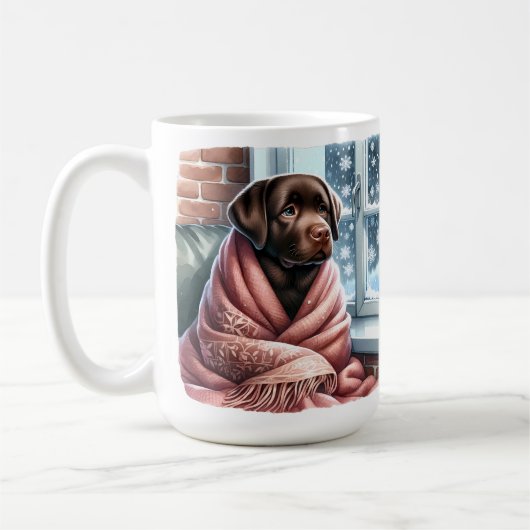 Gezellige Winter Labrador Retriever Christmas Pupp Koffiemok (Links)