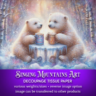 Gezellige winter Polar Beren met warme cacao decou Tissuepapier