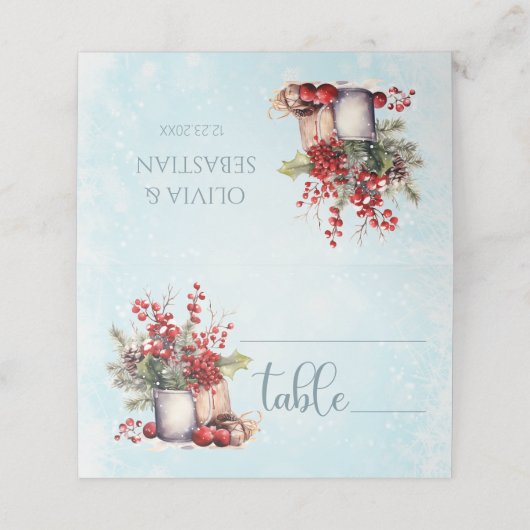 Gezellige Winter Rowan bessen boeket bruiloft (Buitenkant ongevouwen)