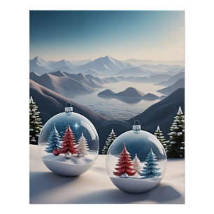 Gezellige Winter Snow Wereldbol Scene Perfect Poster