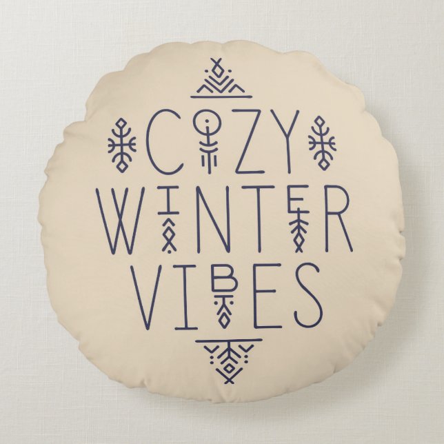 Gezellige Winter Vibes Design Rond Kussen (Voorkant)
