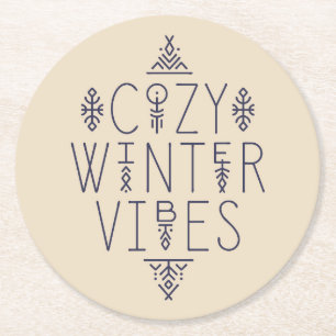 Gezellige Winter Vibes Design Ronde Kartonnen Onderzetter