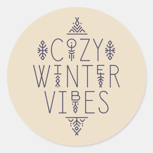 Gezellige Winter Vibes Design Ronde Sticker (Voorkant)