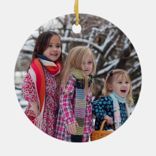 Gezellige Winter Vibes Foto Kerstmis Keramisch Ornament (Achterkant)