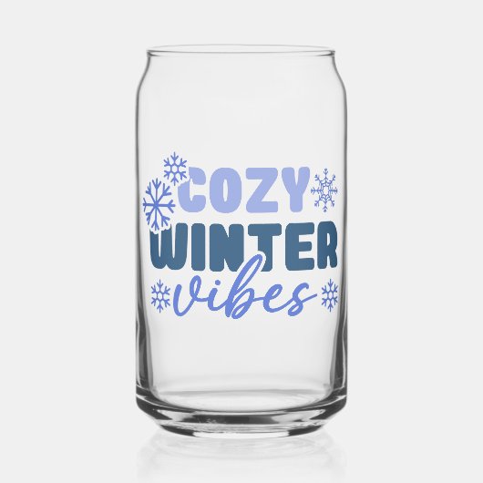 Gezellige Winter Vibes - Snowflake Typografie Blikvorm Glas (Voorkant)