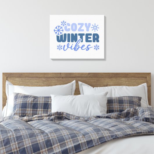 Gezellige Winter Vibes - Snowflake Typografie Canvas Afdruk (Insitu (Slaapkamer))