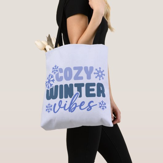 Gezellige Winter Vibes - Snowflake Typografie Draagtas (Dichtbij)