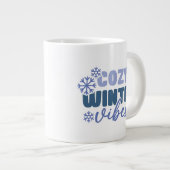 Gezellige Winter Vibes - Snowflake Typografie Extra Grote Beker (Voorkant rechts)