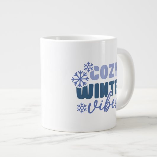 Gezellige Winter Vibes - Snowflake Typografie Extra Grote Beker (Voorkant rechts)