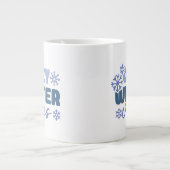 Gezellige Winter Vibes - Snowflake Typografie Extra Grote Beker (Voorkant)