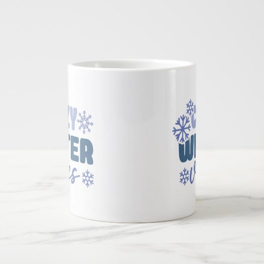 Gezellige Winter Vibes - Snowflake Typografie Extra Grote Beker (Voorkant)