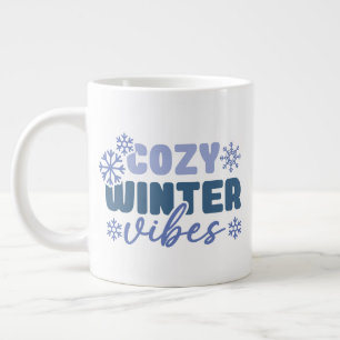 Gezellige Winter Vibes - Snowflake Typografie Extra Grote Beker
