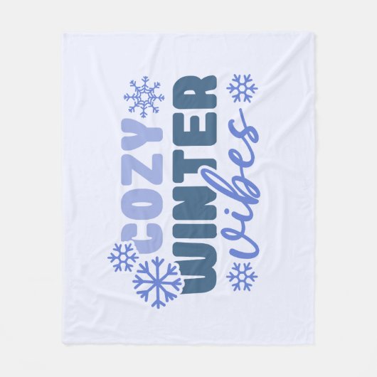 Gezellige Winter Vibes - Snowflake Typografie Fleece Deken (Voorkant)