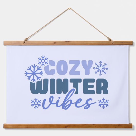 Gezellige Winter Vibes - Snowflake Typografie Hangend Wandkleed (Voorkant)
