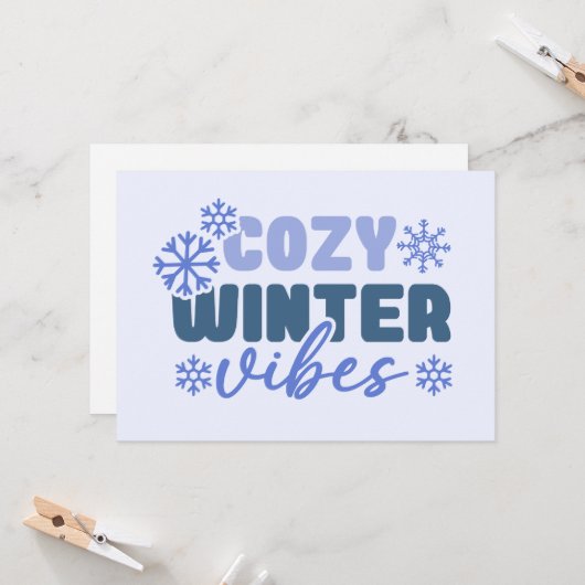 Gezellige Winter Vibes - Snowflake Typografie Kaart (Voorkant / Achterkant in situ)