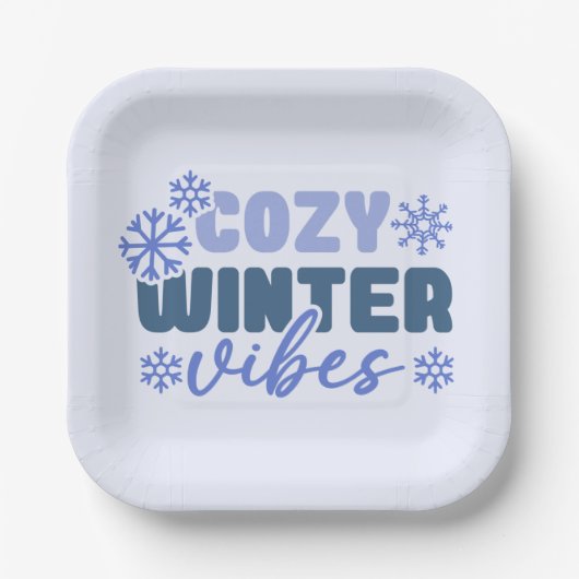 Gezellige Winter Vibes - Snowflake Typografie Papieren Bordje (Voorkant)