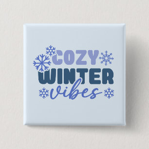Gezellige Winter Vibes - Snowflake Typografie Vierkante Button 5,1 Cm