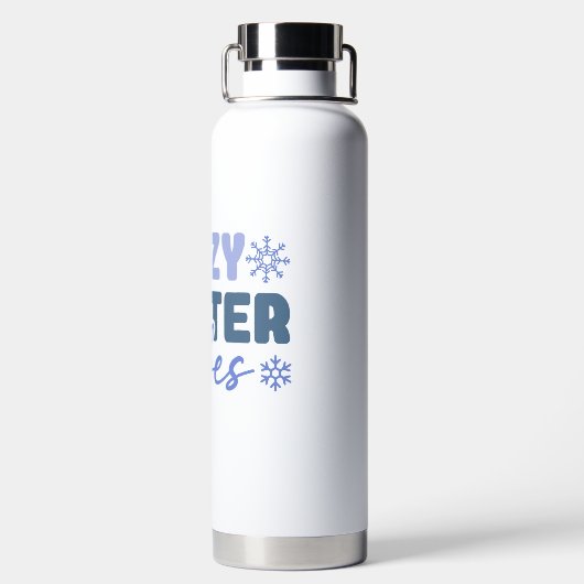 Gezellige Winter Vibes - Snowflake Typografie Waterfles (Achterkant)