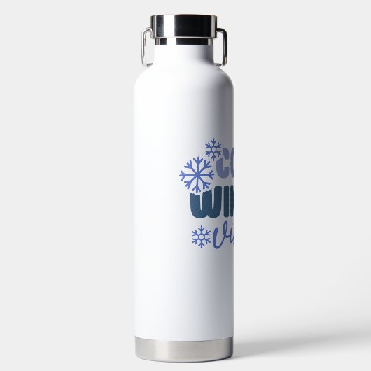 Gezellige Winter Vibes - Snowflake Typografie Waterfles (Voorkant)