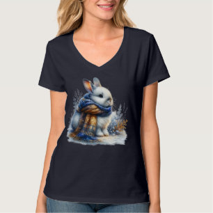 Gezellige winter wenst een grappig speciaal konijn t-shirt