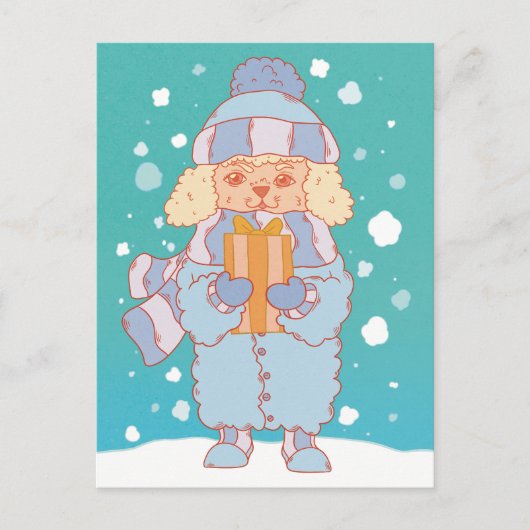Gezellige winterhond briefkaart (Voorkant)