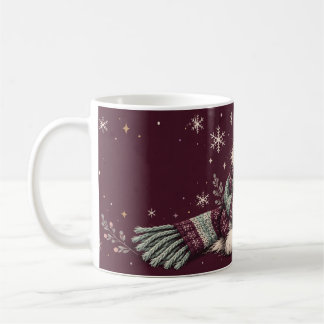 Gezellige Winterkat Burgundy Sneeuwvlokken Koffiem Koffiemok