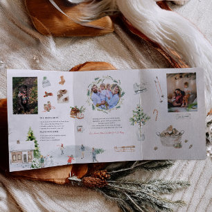 Gezellige wintermomenten   Familiefoto's van Kerst Drieluik Uitnodiging