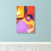 Gezellige winterochtend canvas afdruk (Insitu (Houten vloer))