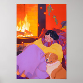 Gezellige winterochtend poster