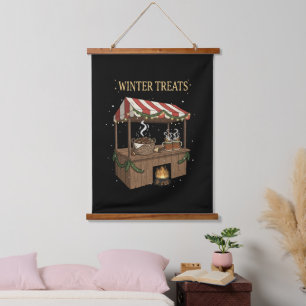 Gezellige Wintertraktaties Kerstmarkt Kraam Hangend Wandkleed
