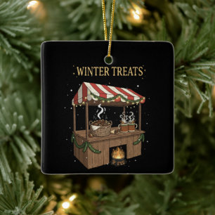 Gezellige Wintertraktaties Kerstmarkt Kraam Keramisch Ornament