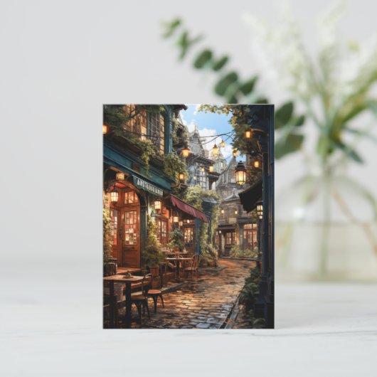 Gezellige zomersteeg uitnodiging briefkaart (Staand voorkant)