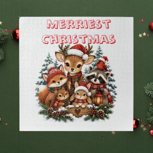 Gezelligste Kerstmis Bosdieren Familie Foto Legpuzzel
