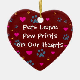 Gezelschapsdieren laten verf afdrukken op ons hart keramisch ornament