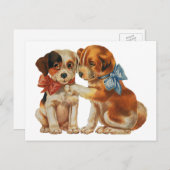 gezelschapsdieren, papaverliefdesPuppies met boge Briefkaart (Voorkant / Achterkant)