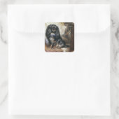 gezelschapsdieren, zwarte Speelgoed spaniel Puppy Vierkante Sticker (Tas)