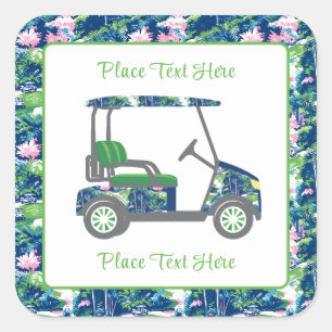Gezette golfprint golfkar vierkante sticker