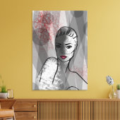 Gezicht Abstracte Kunst Mode Illustratie Canvas Afdruk (Insitu (Woonkamer))