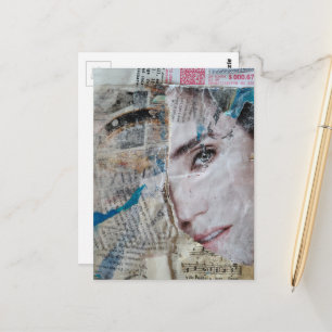 Gezicht Abstracte Mixed Media Collage Briefkaart