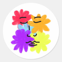 Gezicht en bloemen abstract (primaire kleuren)