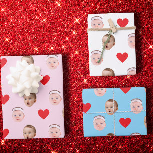 Gezicht Gift Wrap, Aangepaste Foto Gift Wrap, Baby Inpakpapier Vel