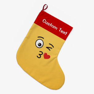 Gezicht gooien een kus kleine kerst kous grote kerstsok
