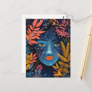 Gezicht in de planten briefkaart