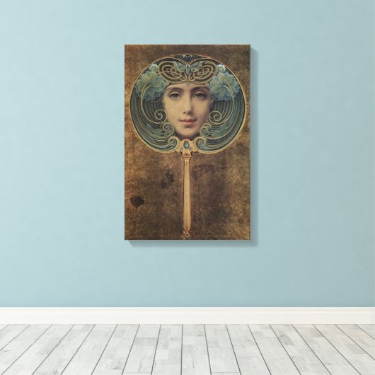 Gezicht in Spiegel  Art Nouveau Canvas Art (Insitu (Houten vloer))