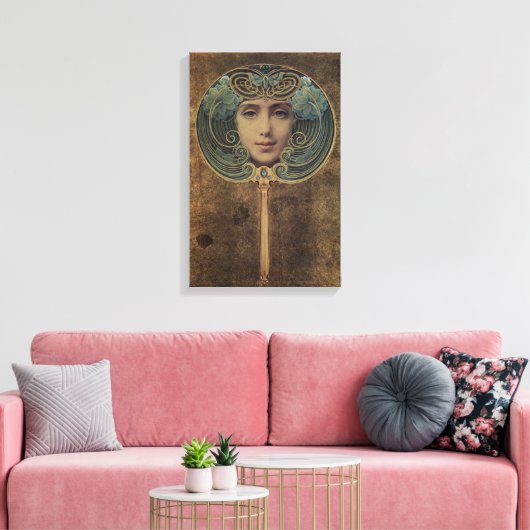 Gezicht in Spiegel  Art Nouveau Canvas Art (Insitu (Woonkamer))