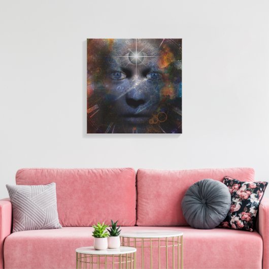 Gezicht met derde oog canvas afdruk (Insitu (Woonkamer))