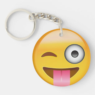 Gezicht met eend tong en oogoogoogji sleutelhanger
