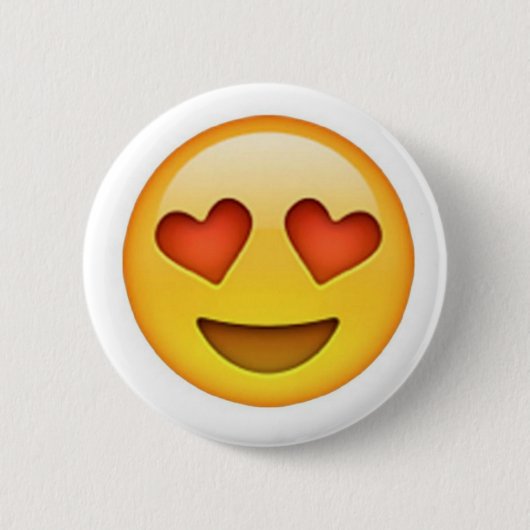 Gezicht met hartvormige ogen emoji sticker ronde button 5,7 cm (Voorkant)