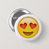 Gezicht met hartvormige ogen emoji sticker ronde button 5,7 cm (Voorkant /achterkant)